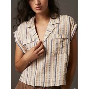 Anthropologie Multicolored Boxy Crop Blouse